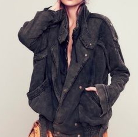 Free People Oversized Cotton Moto Jacket - Picture 6 of 7